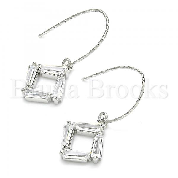 Sterling Silver 02.366.0007 Dangle Earring, with White Cubic Zirconia, Polished Finish, Rhodium Tone