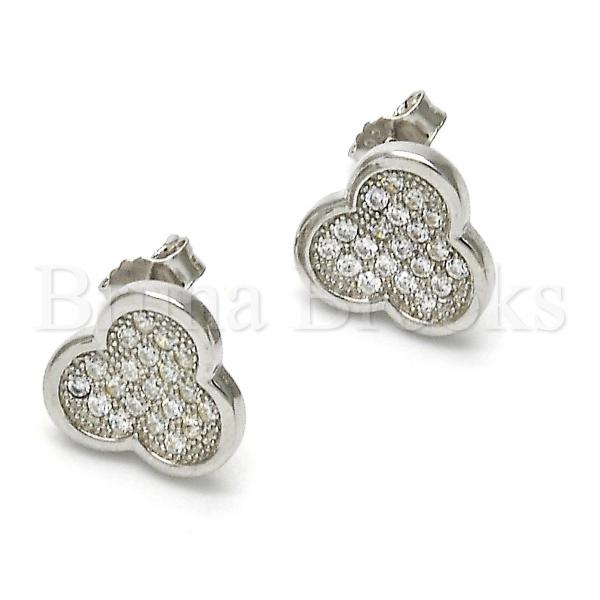 Sterling Silver 02.175.0102 Stud Earring, with White Micro Pave, Rhodium Tone
