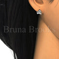 Sterling Silver 02.285.0044 Stud Earring, Crown Design, with White Cubic Zirconia, Polished Finish,