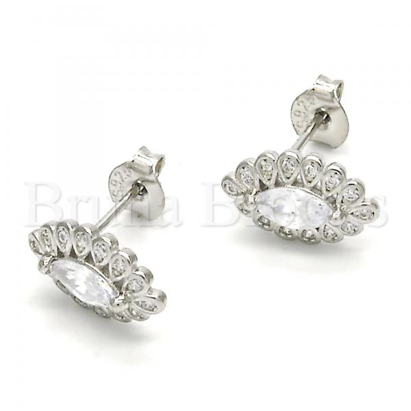 Sterling Silver 02.285.0037 Stud Earring, with White Cubic Zirconia, Polished Finish,