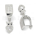 Sterling Silver 02.186.0080 Dangle Earring, with Black and White Micro Pave, Polished Finish, Rhodium Tone