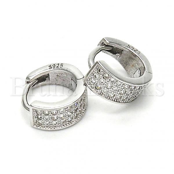 Sterling Silver 02.175.0031.10 Huggie Hoop, with White Micro Pave, Polished Finish, Rhodium Tone