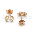 Sterling Silver 02.285.0046 Stud Earring, with White Cubic Zirconia, Polished Finish, Rose Gold Tone