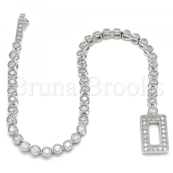 Sterling Silver 03.286.0001.08 Fancy Bracelet, with White Cubic Zirconia, Polished Finish, Rhodium Tone