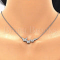 Sterling Silver 04.336.0131.16 Fancy Necklace, Butterfly Design, with White Cubic Zirconia, Polished Finish, Rhodium Tone
