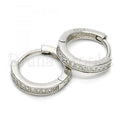 Sterling Silver 02.175.0075.15 Huggie Hoop, with White Micro Pave, Polished Finish, Rhodium Tone