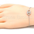 Sterling Silver 03.336.0086.08 Fancy Bracelet, with White Crystal, Polished Finish, Rhodium Tone
