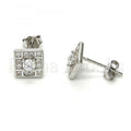 Bruna Brooks Sterling Silver 02.290.0016 Stud Earring, with White Cubic Zirconia, Polished Finish, Rhodium Tone