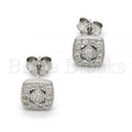 Sterling Silver 02.290.0024 Stud Earring, with White Micro Pave, Rhodium Tone