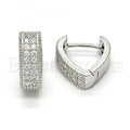 Bruna Brooks Sterling Silver 02.174.0060.15 Huggie Hoop, with White Cubic Zirconia, Polished Finish, Rhodium Tone
