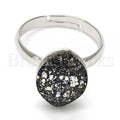 Rhodium Plated Multi Stone Ring, with Swarovski Crystals, Rhodium Tone