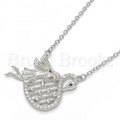 Sterling Silver 04.336.0038.16 Fancy Necklace, Swan Design, with Black and White Micro Pave, Polished Finish, Rhodium Tone