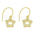 Bruna Brooks Sterling Silver 02.366.0017.1 Dangle Earring, Star Design, with White Cubic Zirconia, Polished Finish, Golden Tone