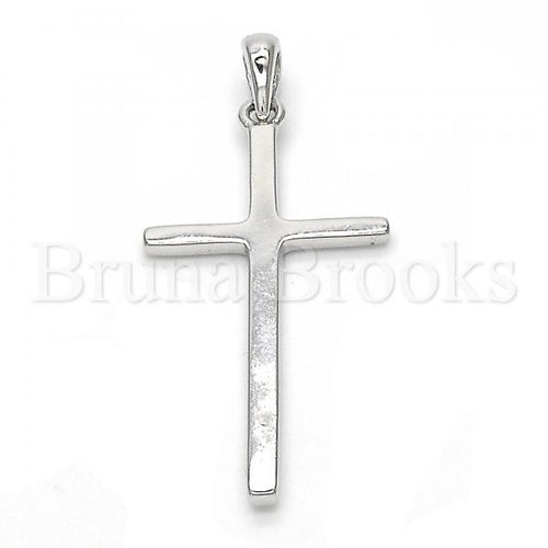 Bruna Brooks Sterling Silver 05.336.0023 Fancy Pendant, Cross Design, Polished Finish, Rhodium Tone