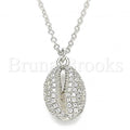 Bruna Brooks Sterling Silver 04.336.0172.16 Fancy Necklace, with White Crystal, Polished Finish, Rhodium Tone