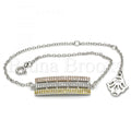 Sterling Silver 03.336.0030.08 Fancy Bracelet, with White Micro Pave, Polished Finish, Tri Tone