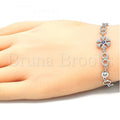 Sterling Silver Fancy Bracelet, with Cubic Zirconia, Rhodium Tone