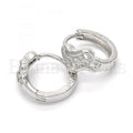 Sterling Silver 02.175.0168.15 Huggie Hoop, with White Micro Pave, Polished Finish, Rhodium Tone