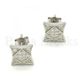 Sterling Silver 02.290.0011 Stud Earring, with White Micro Pave, Polished Finish, Rhodium Tone