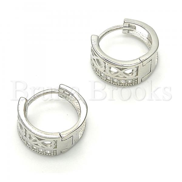 Sterling Silver 02.332.0002.12 Huggie Hoop, Infinite Design, with White Micro Pave, Polished Finish, Rhodium Tone