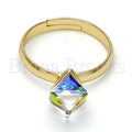 Rhodium Plated Multi Stone Ring, with Swarovski Crystals, Rhodium Tone