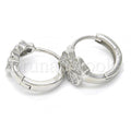 Sterling Silver 02.175.0172.15 Huggie Hoop, Flower Design, with White Micro Pave, Polished Finish, Rhodium Tone