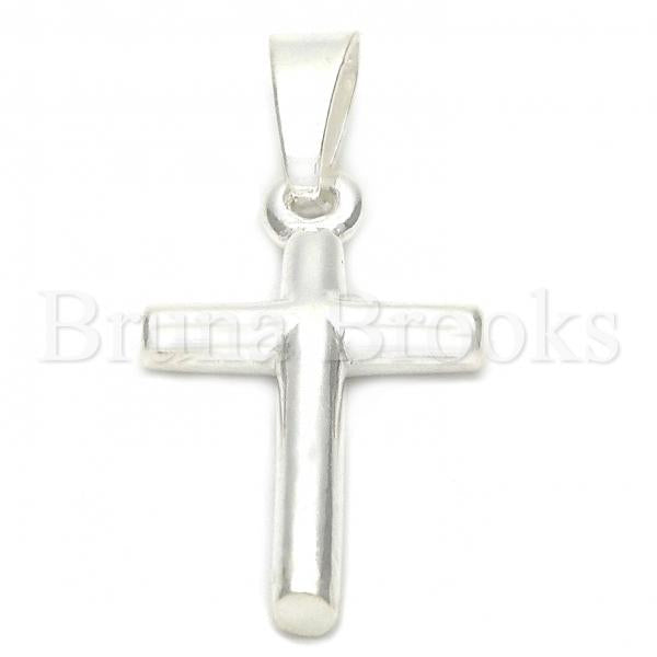 Bruna Brooks Sterling Silver 05.16.0198 Religious Pendant, Cross Design, Polished Finish, Silver Tone