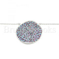 Sterling Silver 04.336.0224.16 Fancy Necklace, with Multicolor Micro Pave, Polished Finish, Rhodium Tone