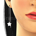 Sterling Silver 02.332.0081 Threader Earring, Star Design, Polished Finish, Rhodium Tone