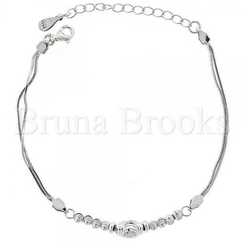 Bruna Brooks Sterling Silver 03.183.0072.06 Fancy Bracelet, Ball Design, Rhodium Tone