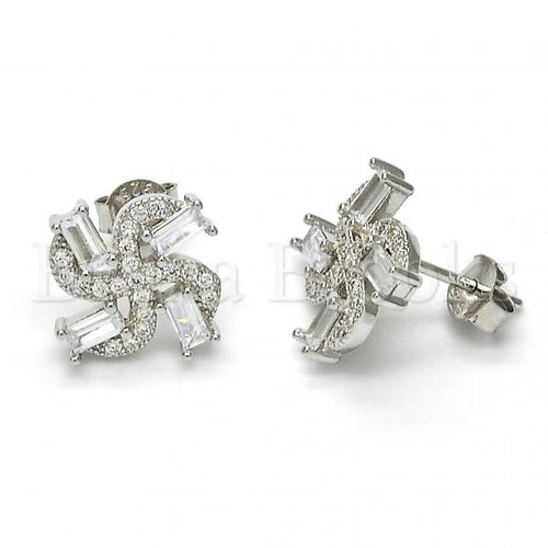 Bruna Brooks Sterling Silver 02.175.0109 Stud Earring, with White Cubic Zirconia, Polished Finish, Rhodium Tone