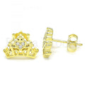 Sterling Silver Stud Earring, Crown Design, with Crystal, Rhodium Tone
