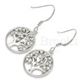 Sterling Silver 02.366.0006 Dangle Earring, Tree Design, with White Cubic Zirconia, Polished Finish, Rhodium Tone