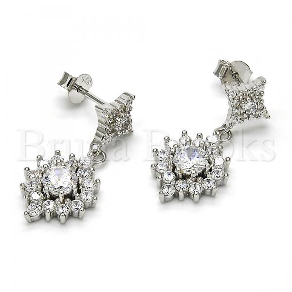 Sterling Silver 02.175.0128 Dangle Earring, with White Cubic Zirconia, Polished Finish, Rhodium Tone