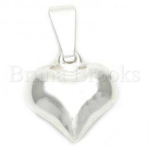 Bruna Brooks Sterling Silver 05.16.0212 Fancy Pendant, and Heart Polished Finish, Silver Tone