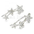 Sterling Silver 02.369.0031 Stud Earring, Star Design, with White Cubic Zirconia, Polished Finish, Rhodium Tone
