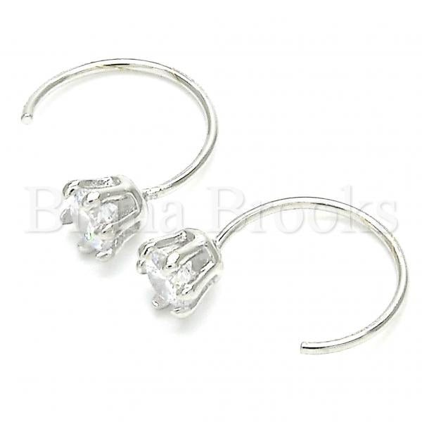 Sterling Silver 02.366.0016 Stud Earring, Flower Design, with White Cubic Zirconia, Polished Finish, Rhodium Tone
