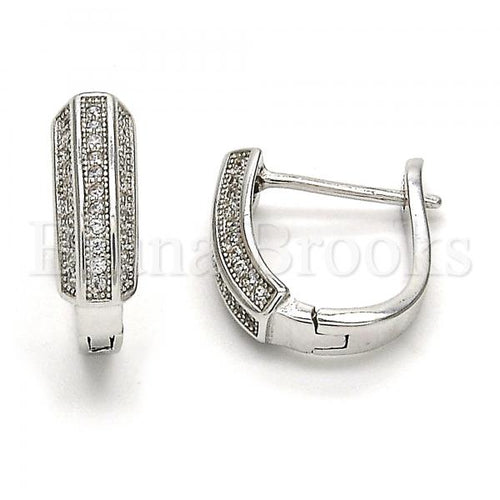 Bruna Brooks Sterling Silver 02.175.0047.15 Huggie Hoop, with White Micro Pave, Polished Finish, Rhodium Tone