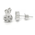 Bruna Brooks Sterling Silver 02.336.0034 Stud Earring, Flower Design, with White Crystal, Polished Finish, Rhodium Tone