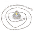 Rhodium Plated 04.239.0022.16 Fancy Necklace, Love Knot and Pave Mariner Design, with Aurore Boreale Swarovski Crystals and White Micro Pave, Polished Finish, Rhodium Tone