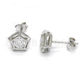 Bruna Brooks Sterling Silver 02.285.0043 Stud Earring, with White Cubic Zirconia, Polished Finish, Golden Tone