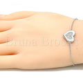 Sterling Silver 03.336.0081.08 Fancy Bracelet, Heart Design, with White Crystal, Polished Finish, Rhodium Tone