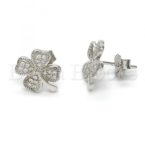 Bruna Brooks Sterling Silver 02.292.0001 Stud Earring, with White Micro Pave, Polished Finish, Rhodium Tone