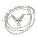 Sterling Silver 04.336.0065.16 Fancy Necklace, with White Crystal, Polished Finish, Rhodium Tone