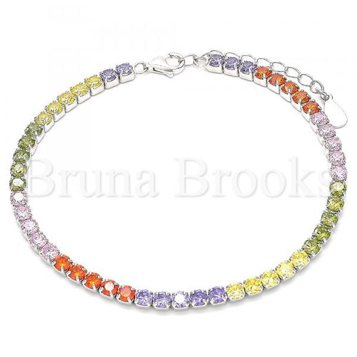 Bruna Brooks Sterling Silver 03.332.0003.07 Tennis Bracelet, with Multicolor Crystal, Polished Finish, Rhodium Tone
