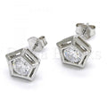 Sterling Silver 02.285.0043 Stud Earring, with White Cubic Zirconia, Polished Finish, Golden Tone