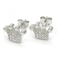 Sterling Silver 02.336.0048 Stud Earring, Crown Design, with White Crystal, Polished Finish, Rhodium Tone