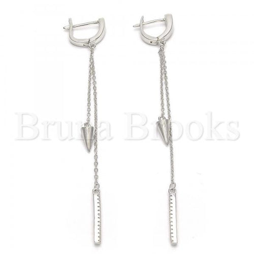 Bruna Brooks Sterling Silver 02.186.0084 Long Earring, with White Crystal, Polished Finish, Rhodium Tone