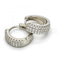 Sterling Silver 02.175.0072.15 Huggie Hoop, with White Crystal, Polished Finish, Rhodium Tone
