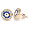 Sterling Silver Stud Earring, Greek Eye Design, with Crystal, Rhodium Tone